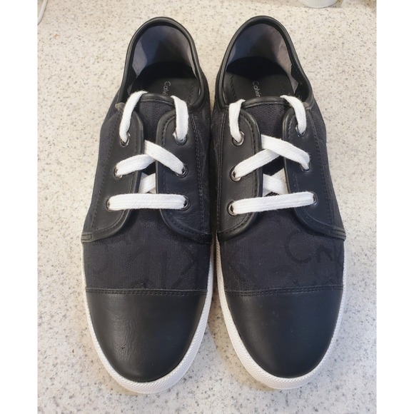 Calvin Klein Shoes - Calvin Klein Logo Sneakers Merlinda Womens Shoes 8 1/2 M Black White Leather